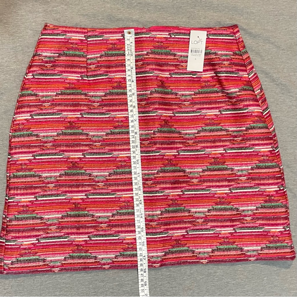 LOFT Ikat Jacquard Mini Skirt Peppermint Pink Womens Size 6 NWT Preppy Textured - Picture 6 of 11